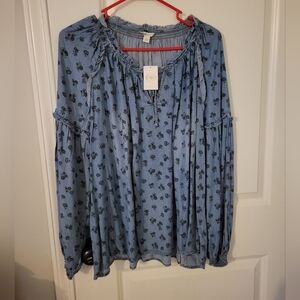 Cato Light Blue Floral Blouse